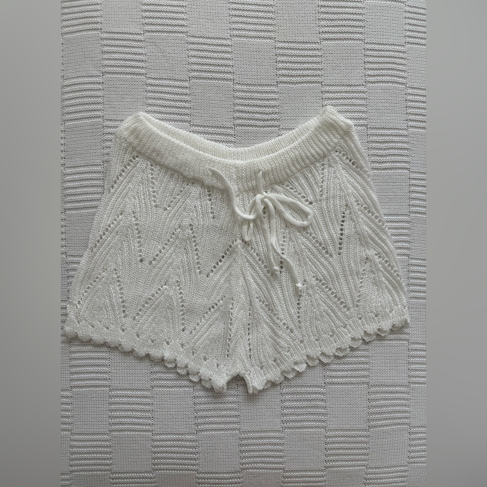 SHEIN White Knit Coverup Shorts